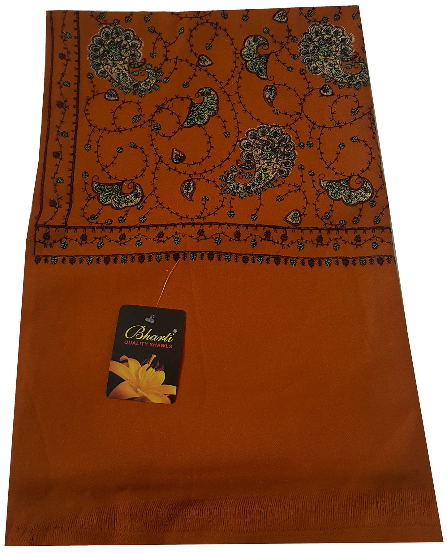 World of Shawls Exclusive Women's Ladies Needle Thread Work Hand Embroidered Shawl Scarf Wrap Occasion Bridal Party Wear Prom
