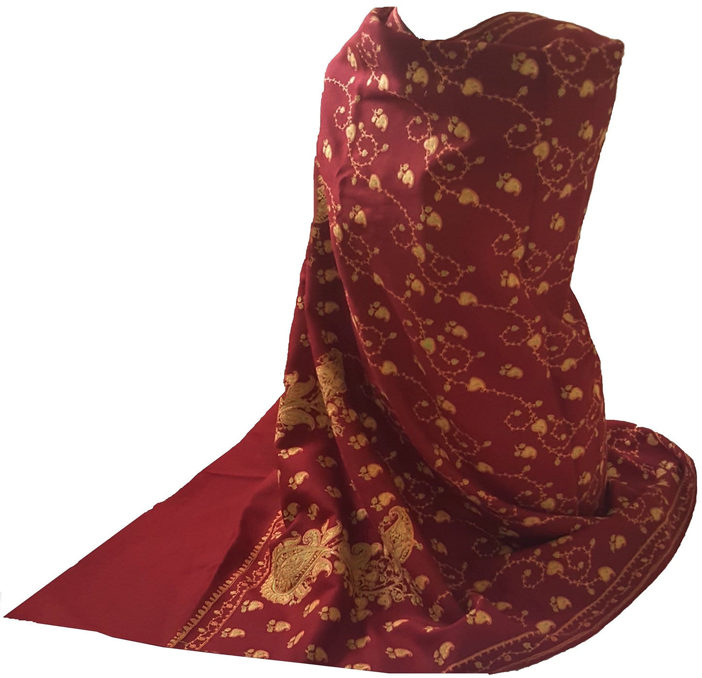 World of Shawls Exclusive Women's Ladies Needle Thread Work Hand Embroidered Shawl Scarf Wrap Occasion Bridal Party Wear Prom