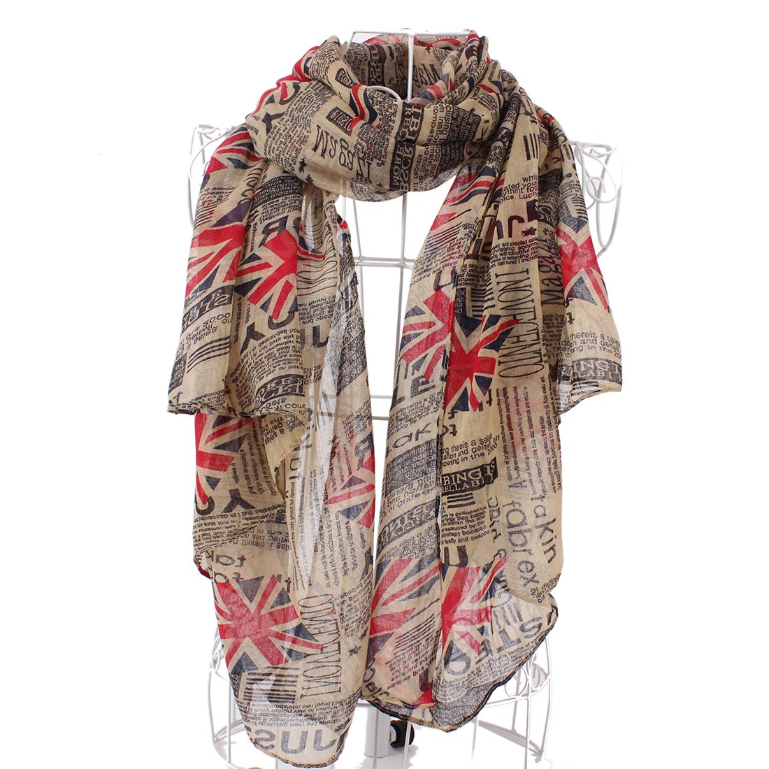 Huan Xun Women's Newspaper Pattern flag Print Fashion Scarf Shawl