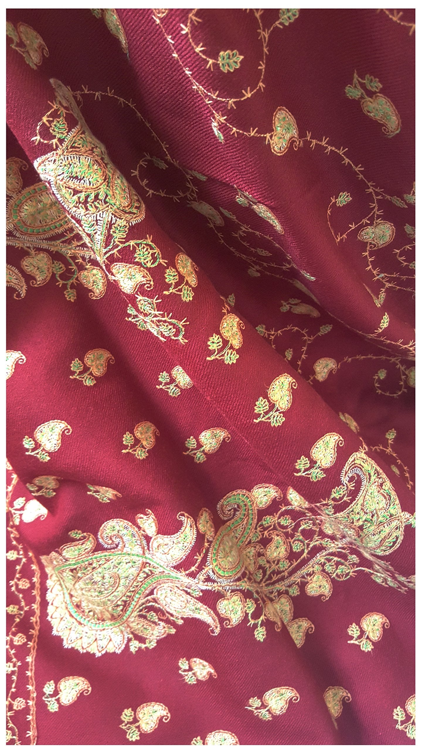 World of Shawls Exclusive Women's Ladies Needle Thread Work Hand Embroidered Shawl Scarf Wrap Occasion Bridal Party Wear Prom