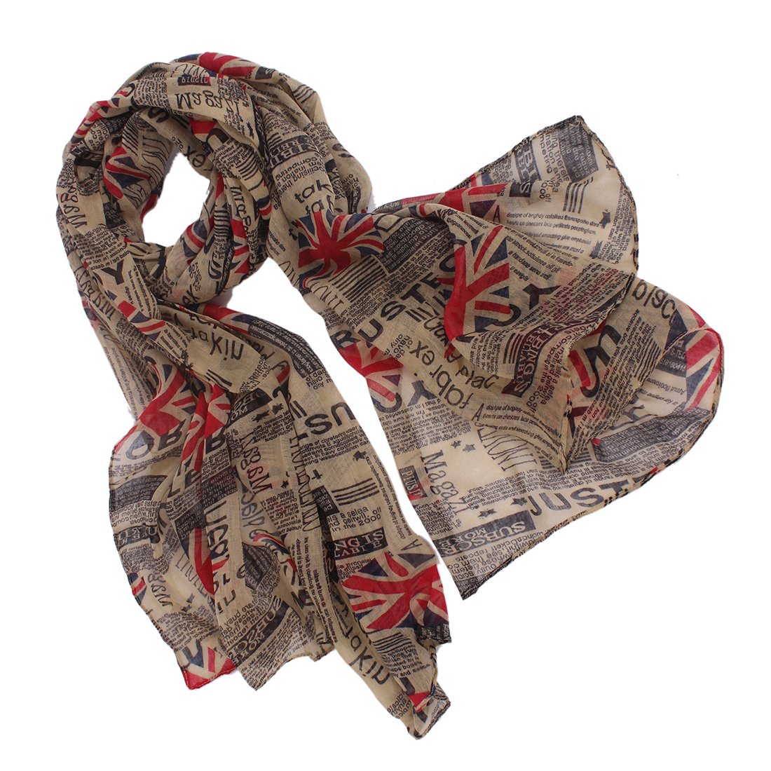 Huan Xun Women's Newspaper Pattern flag Print Fashion Scarf Shawl