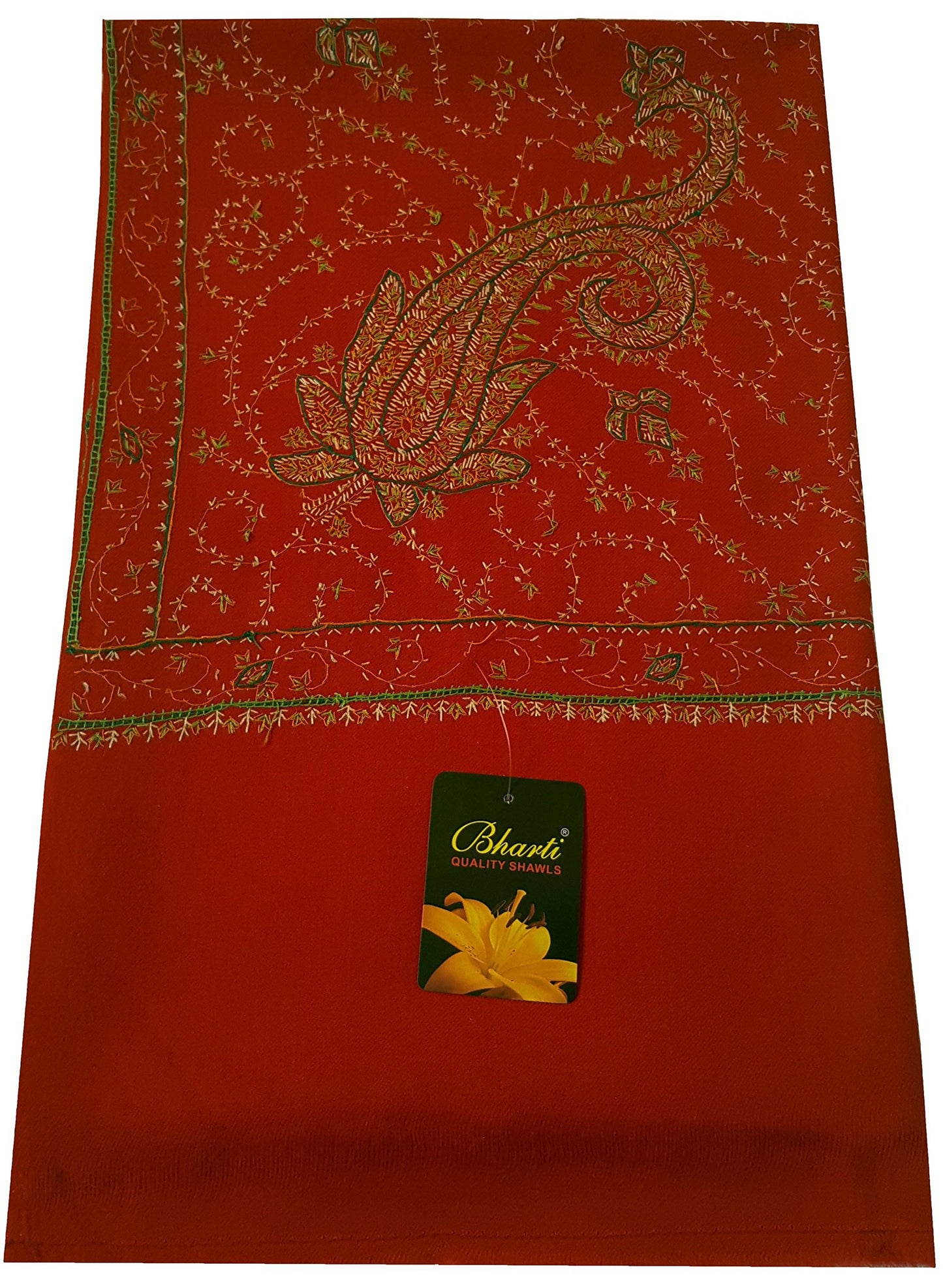 World of Shawls Exclusive Women's Ladies Needle Thread Work Hand Embroidered Shawl Scarf Wrap Occasion Bridal Party Wear Prom
