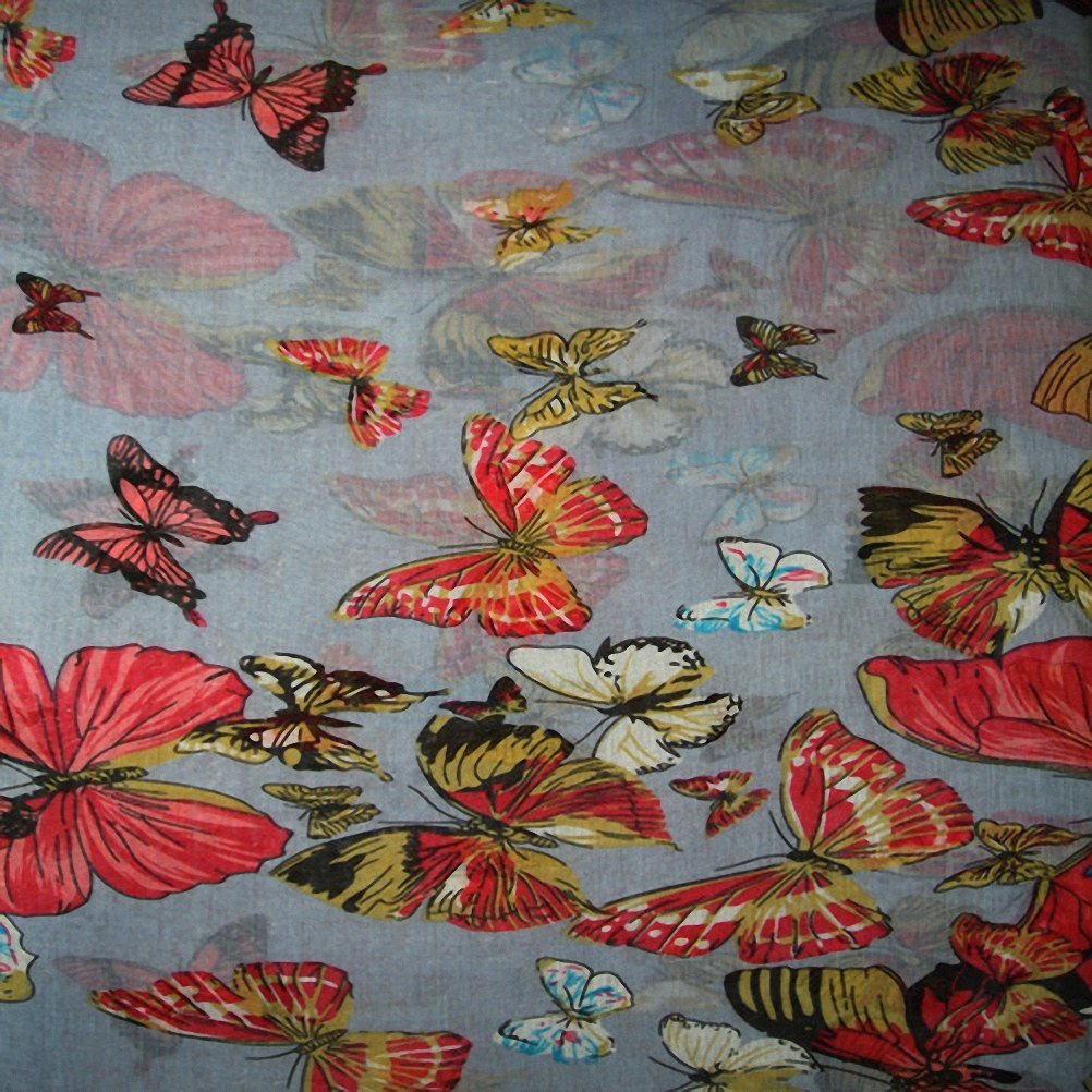 Butterfly Print Design Women's Scarves (Charcoal grey)