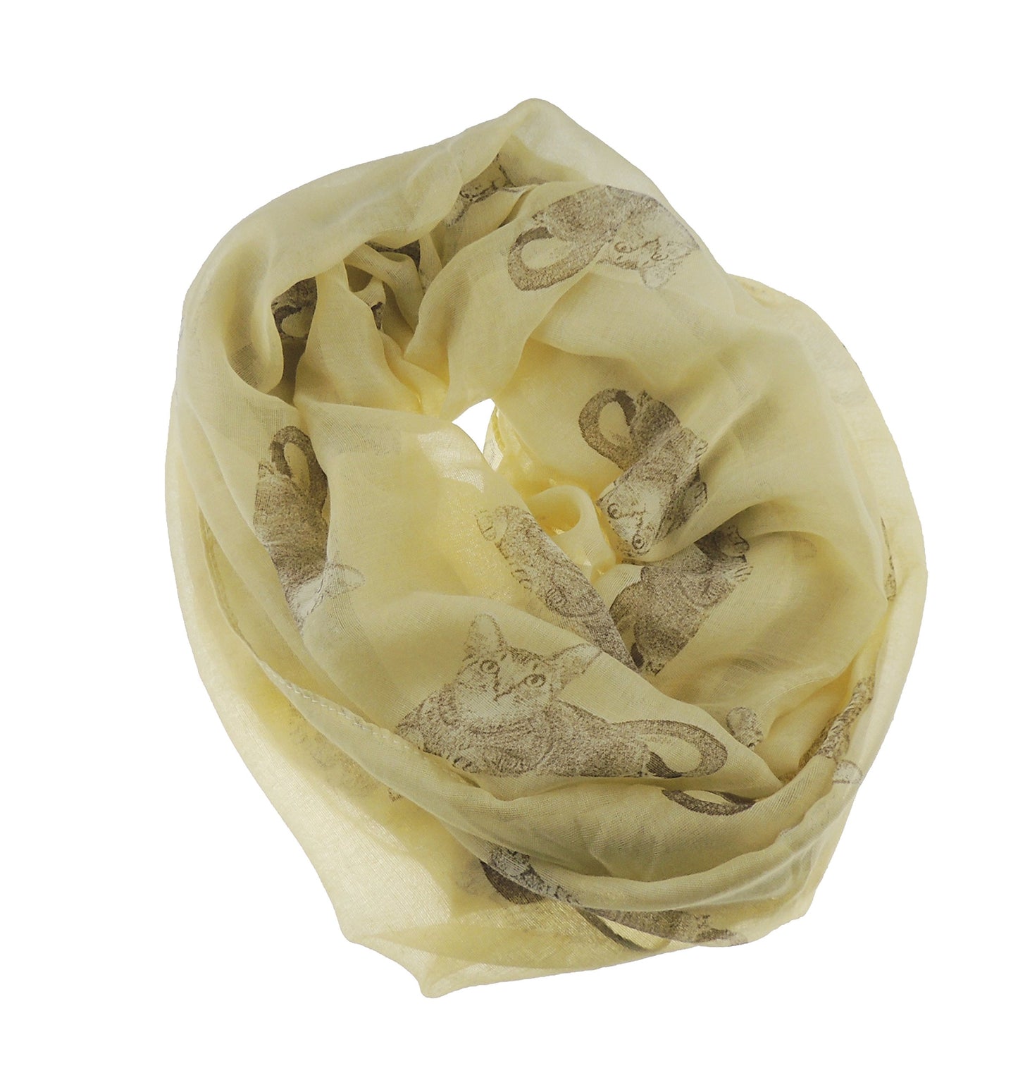 Ladies Gorgeous Soft Sitting Kitty Cat Print Big Day Fashion Scarf Shawl (Beige)