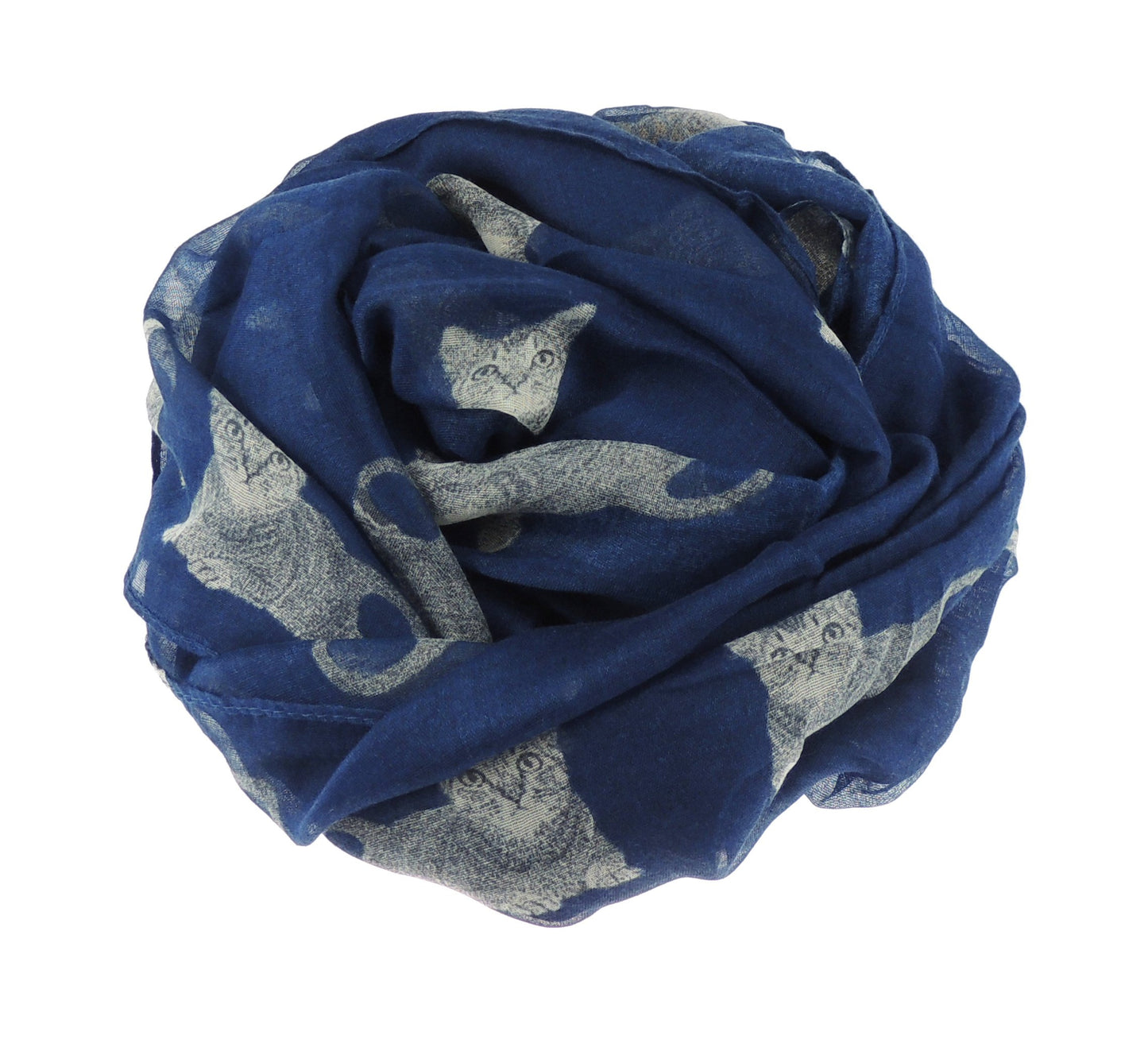 Ladies Gorgeous Soft Sitting Kitty Cat Print Big Day Fashion Scarf Shawl Navy