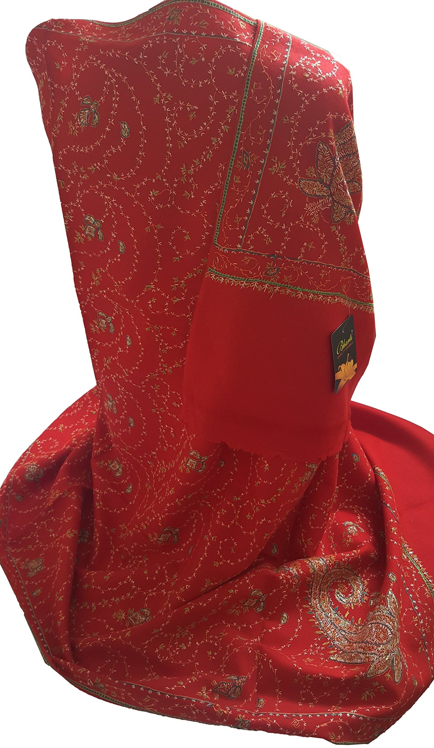 World of Shawls Exclusive Women's Ladies Needle Thread Work Hand Embroidered Shawl Scarf Wrap Occasion Bridal Party Wear Prom