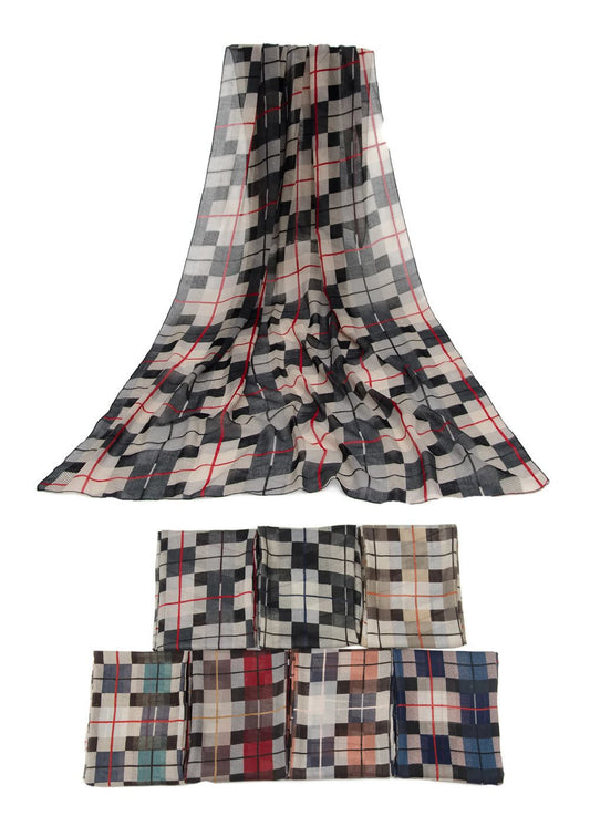 World of Shawls New Ladies Women's Girls Beautiful Plaid Design Scarf Stole Wrap