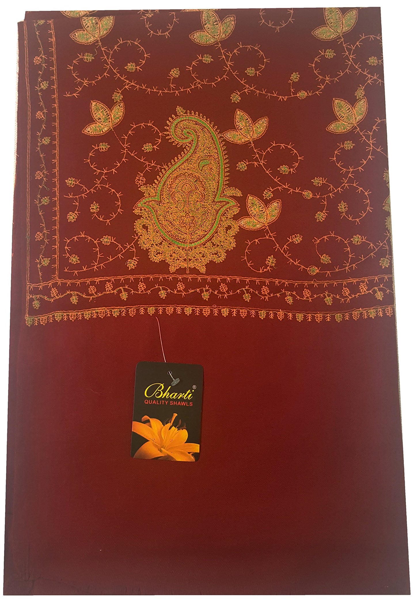 World of Shawls Exclusive Women's Ladies Needle Thread Work Hand Embroidered Shawl Scarf Wrap Occasion Bridal Party Wear Prom