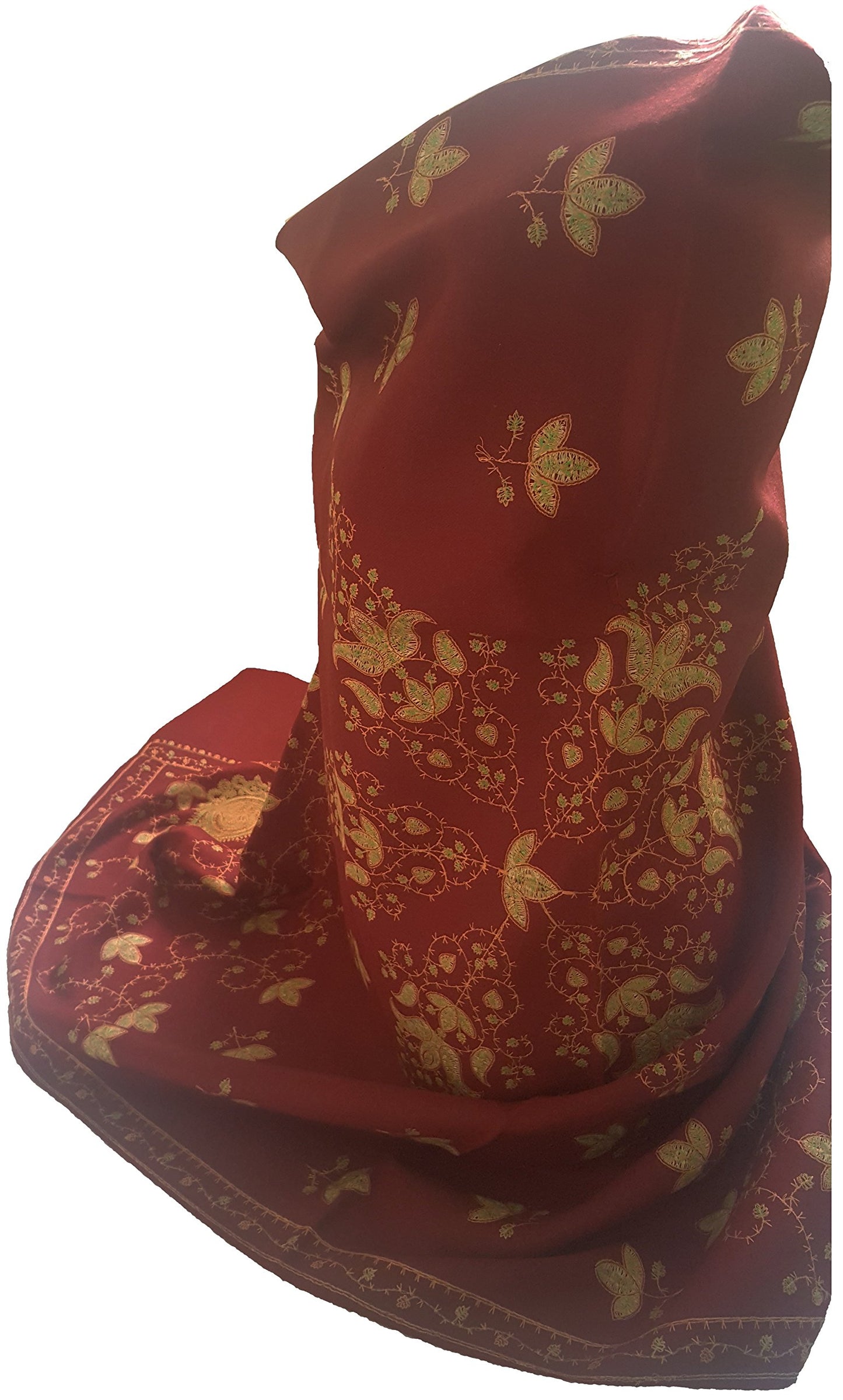 World of Shawls Exclusive Women's Ladies Needle Thread Work Hand Embroidered Shawl Scarf Wrap Occasion Bridal Party Wear Prom