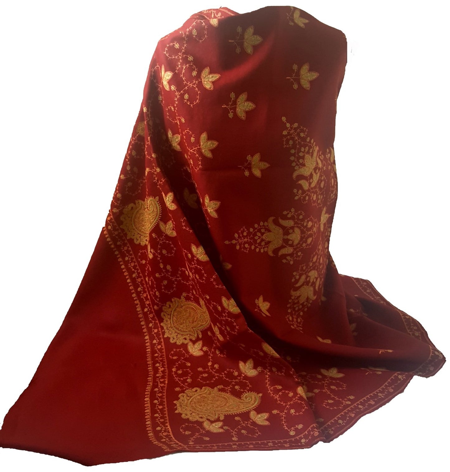 World of Shawls Exclusive Women's Ladies Needle Thread Work Hand Embroidered Shawl Scarf Wrap Occasion Bridal Party Wear Prom