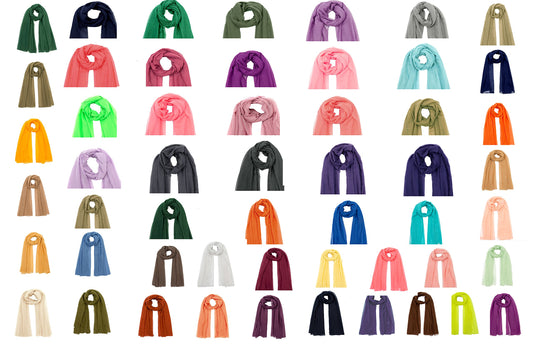 World of Shawls Job lot/Wholesale 500 Plain Maxi Scarf Hijab Sarong Shawl Wrap Cape Viscose/Rayon in Assorted Colours