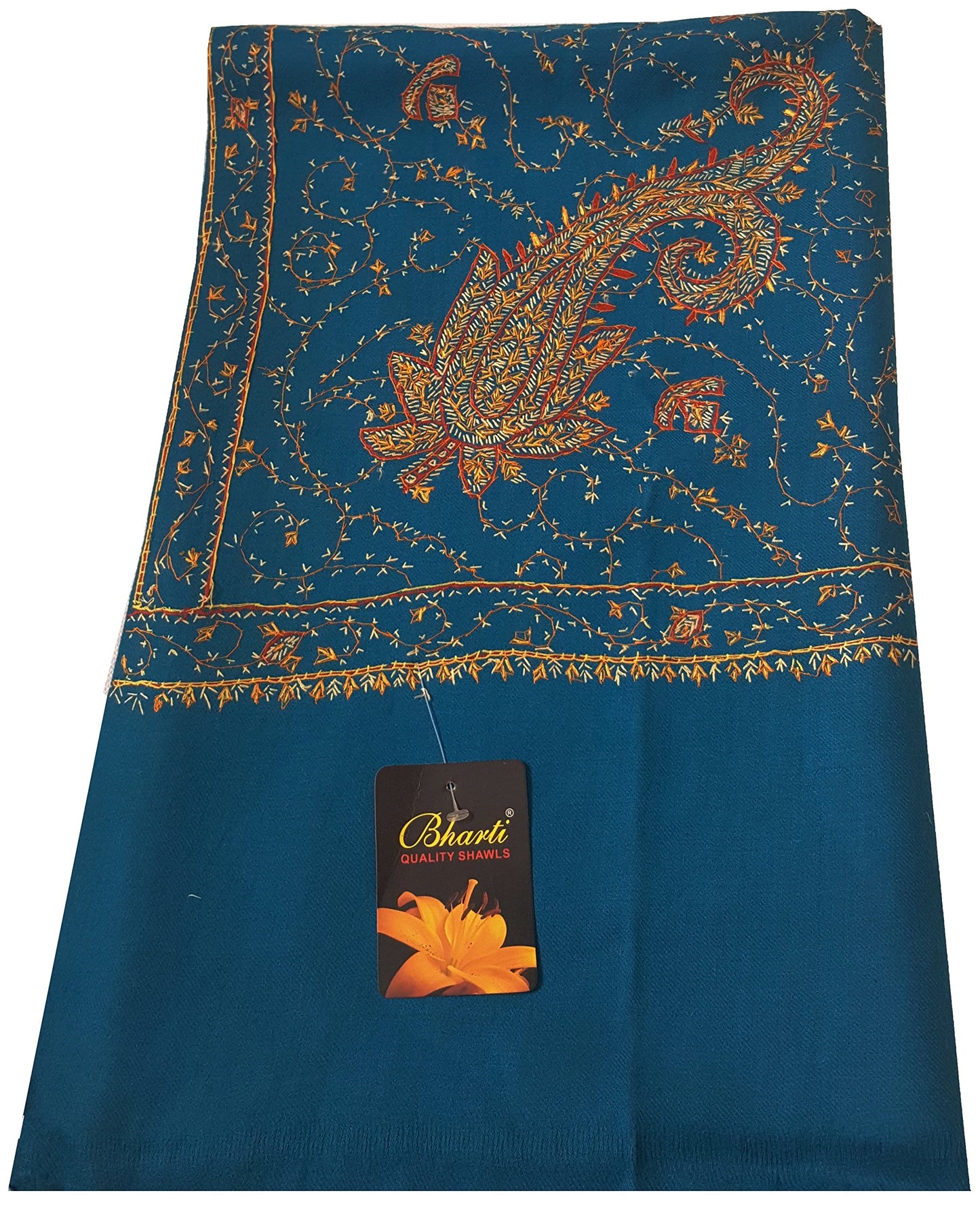 World of Shawls Exclusive Women's Ladies Needle Thread Work Hand Embroidered Shawl Scarf Wrap Occasion Bridal Party Wear Prom