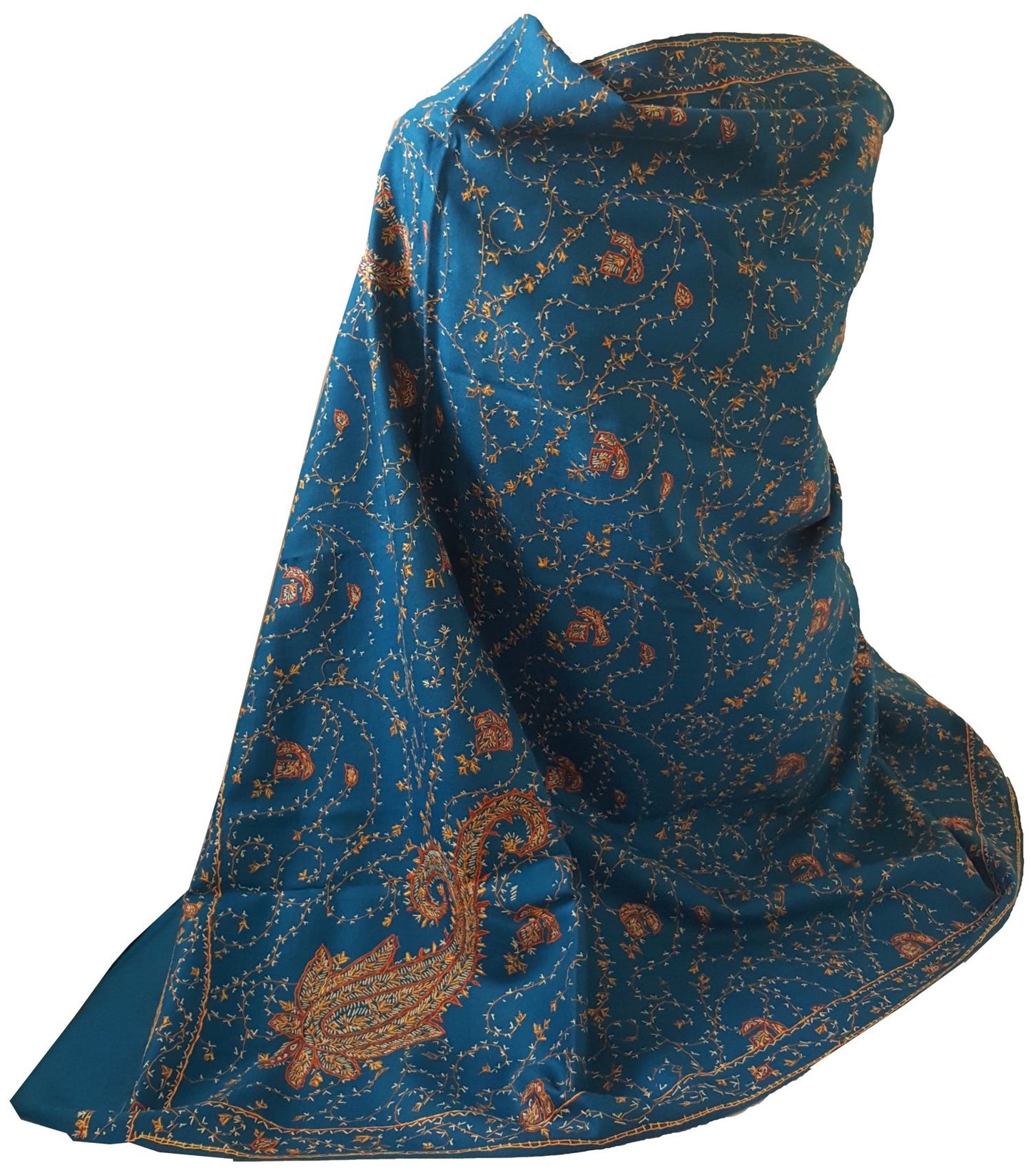 World of Shawls Exclusive Women's Ladies Needle Thread Work Hand Embroidered Shawl Scarf Wrap Occasion Bridal Party Wear Prom