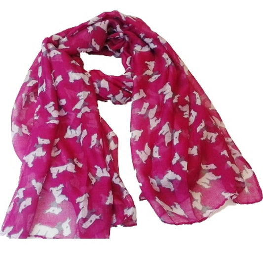 NEW STYLISH LADIES WEST HIGHLAND TERRIER SCOTTIE DOG SCARF / WRAP IN 8 FANTASTIC COLOURS TO CHOOSE FROM, BY Accessorize-me (PINK)