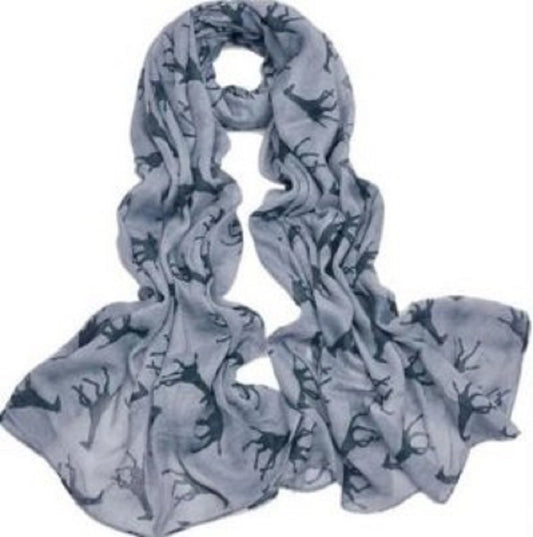 Giraffe Print Soft Celebrity Scarf Animal Fashion Large Long Shawl Scarves Available in Red Black Pink Yellow and Grey (Grey)