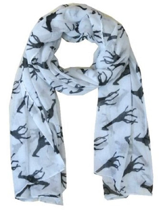 Giraffe Print Soft Celebrity Scarf Animal Fashion Large Long Shawl Scarves Available in Red Black Pink Yellow and Grey (White)
