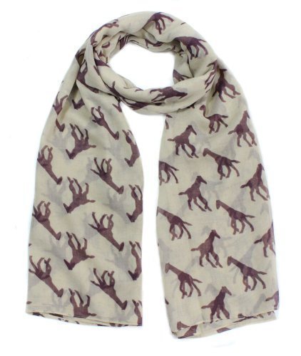 Running Giraffe Print Ladies Fashion Scarf (Cream & Purple)