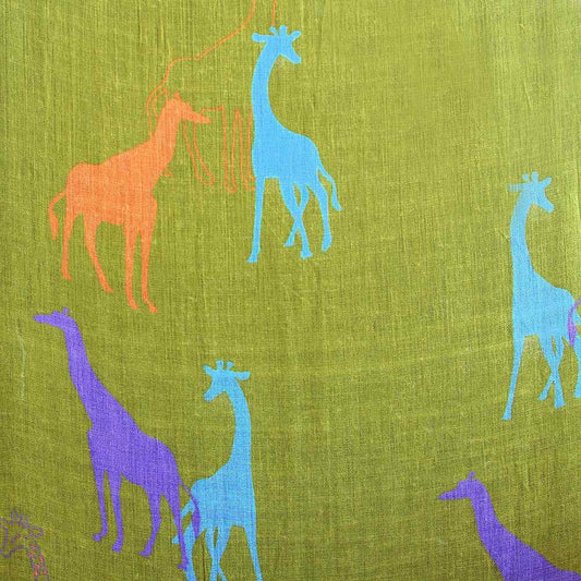 Stylish women scarf giraffe print design style (Olive green)
