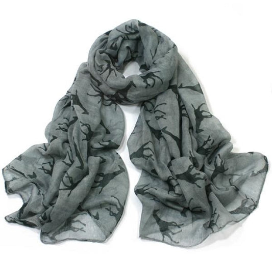 Giraffe Print Soft Celebrity Scarf Animal Fashion Large Long Shawl Scarves Available in Red Black Pink Yellow and Grey (Grey)