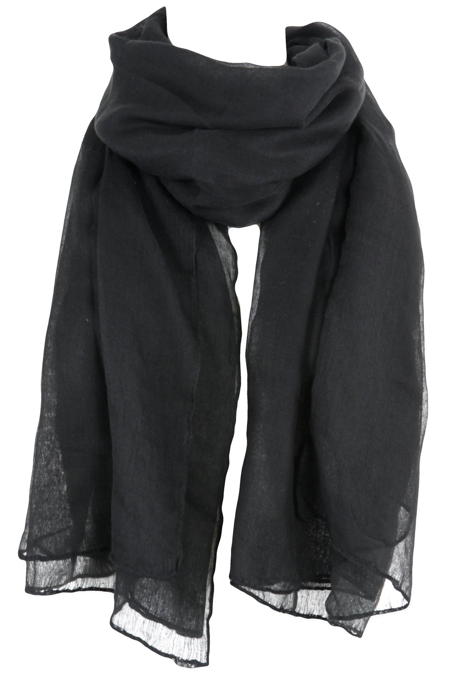 Evolatree - Large Rectangular Shawl Scarf Sarong - Lightweight Linen Like Feel - Black - 70" x 42"
