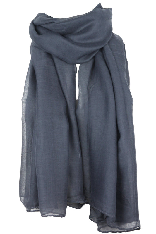Evolatree - Large Rectangular Shawl Scarf Sarong - Lightweight Linen Like Feel - Blue Steel - 70" x 42"