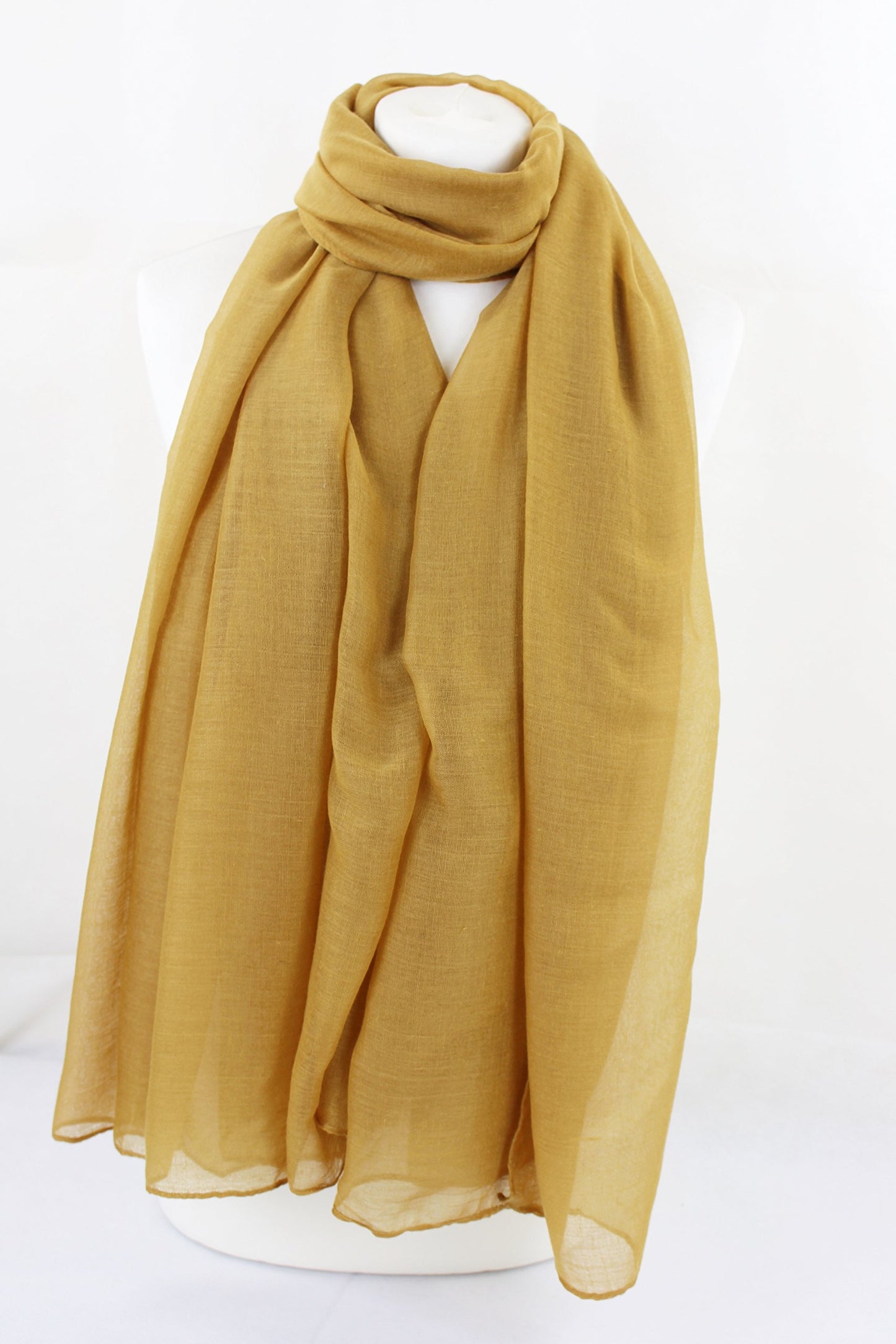 Women Scarves All Season Plain Color 100% Viscose Wrap Shawl Hijab Sarong(Dark Gold)