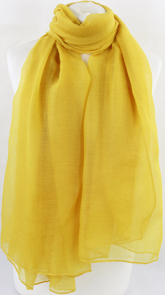 World of Shawls Hijab Maxi Scarf Sarong Eid Offers Big Large Oversize Plain Colours 100% Viscose (Dark Yellow)
