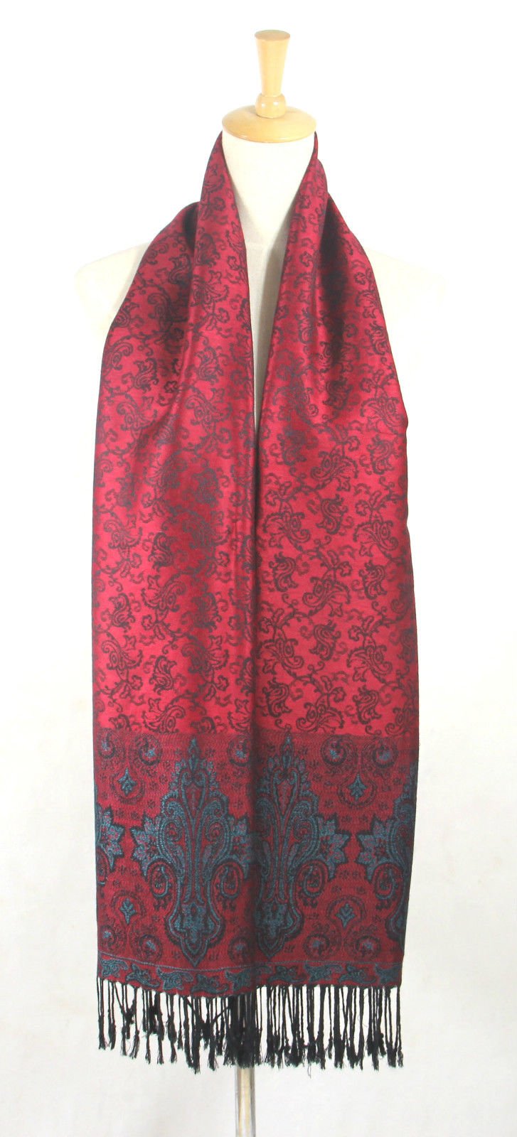Beautiful Maroon Paisley Jamawar Pashmina Style Shawl/Scarf/Wrap/Hijab