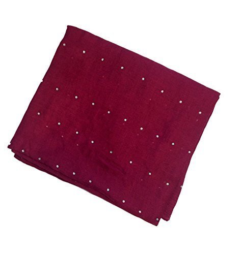 World of Shawls Beautiful Maroon Stone Studded Large Oversized Maxi Soft Shawl Scarf Hijab Sarong Wrap