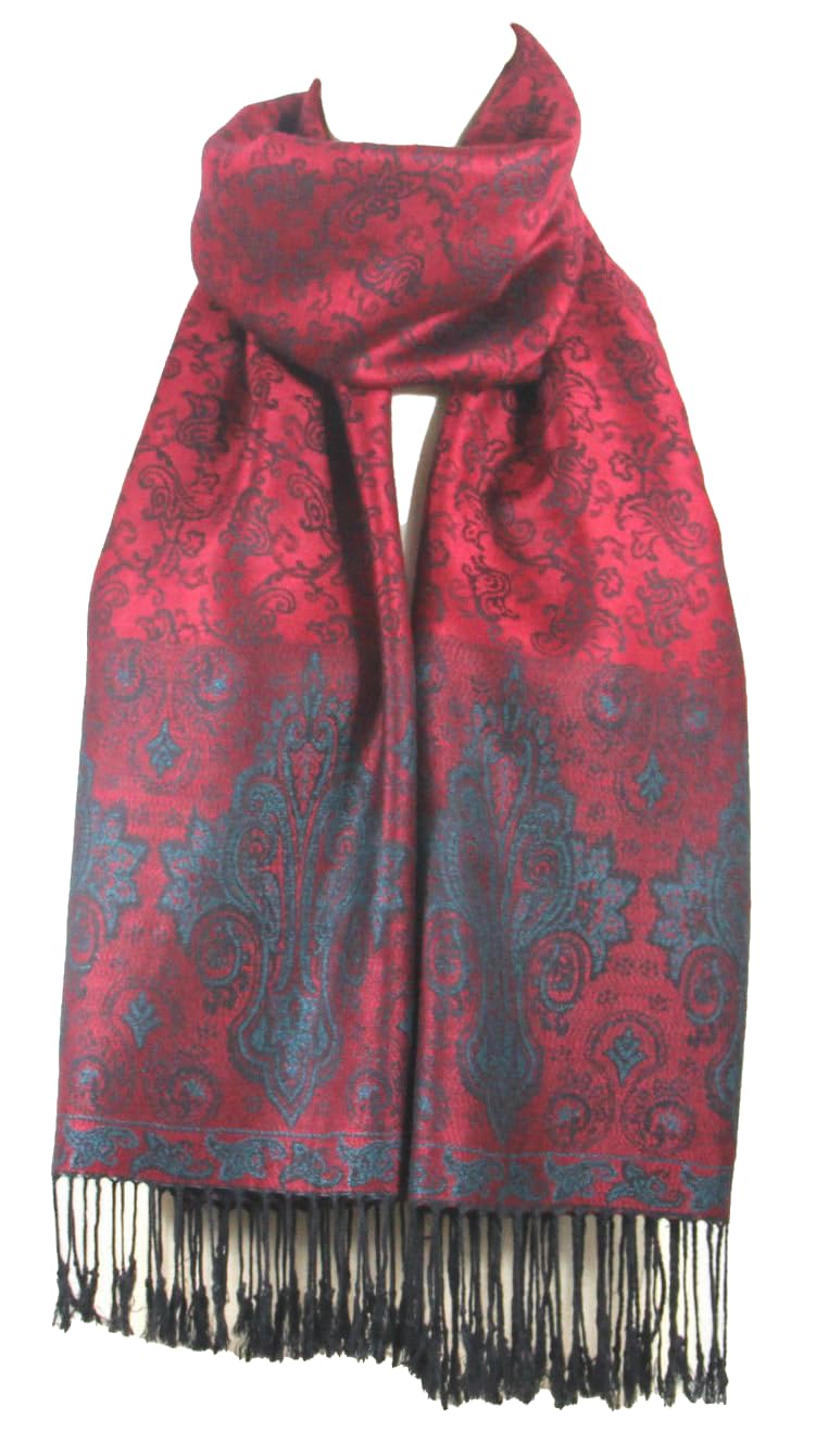Beautiful Maroon Paisley Jamawar Pashmina Style Shawl/Scarf/Wrap/Hijab