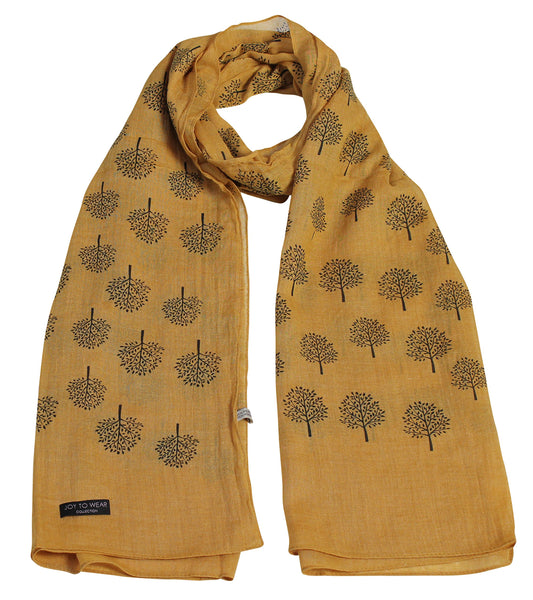 Mulberry Tree Print Fashion Scarf with Daisy Pendant Gift (Gold)