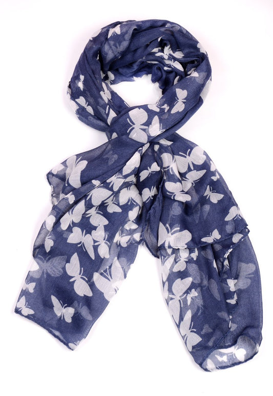 Butterfly Print Winter Scarf (Blue)