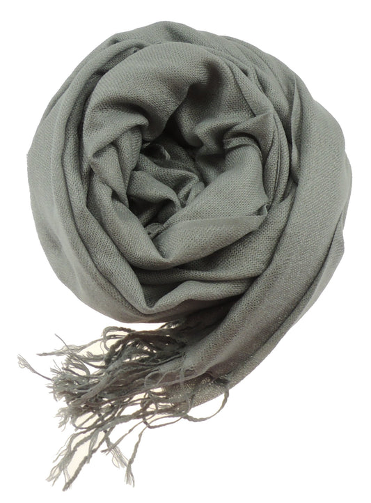 Beautifully Soft Pashmina & Silk Mix Ladies Evening Scarf Wrap Light Grey