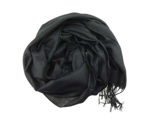 Beautifully Soft Pashmina & Silk Mix Ladies Evening Scarf Wrap Black