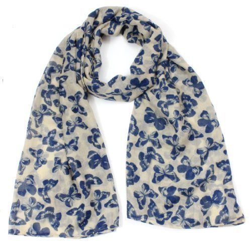 Ladies Butterfly Print Fashion Scarf (Cream)