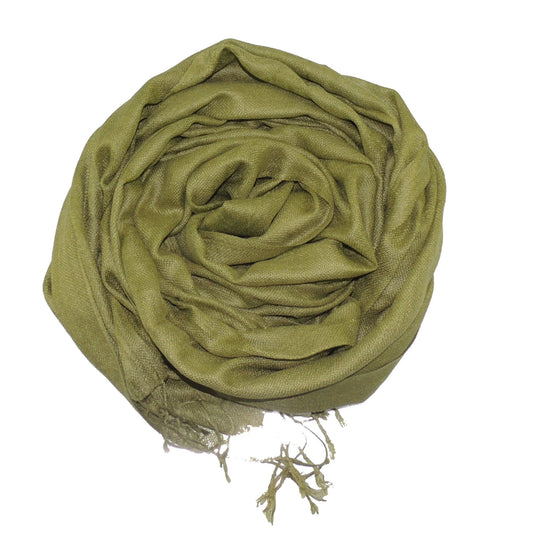 Beautifully Soft Pashmina & Silk Mix Ladies Evening Scarf Wrap Olive Green