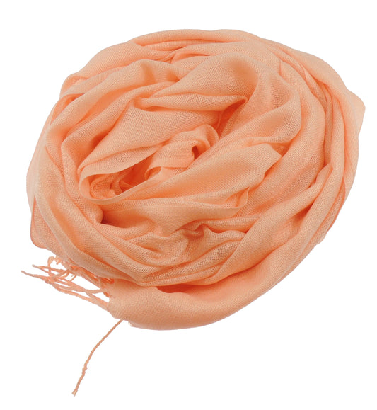 Beautifully Soft Pashmina & Silk Mix Ladies Evening Scarf Wrap Peach