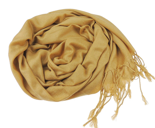 Beautifully Soft Pashmina & Silk Mix Ladies Evening Scarf Wrap Available in Many Colours (Latte/Dark Gold)