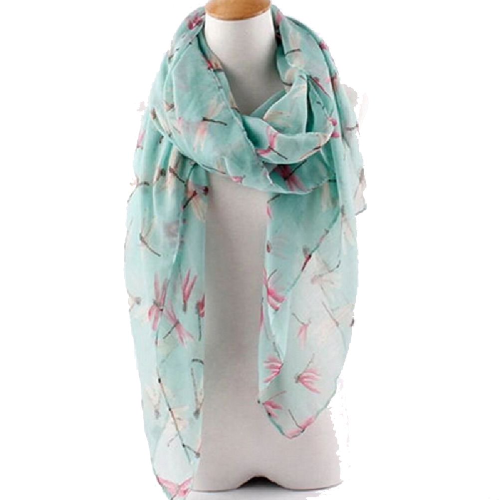 JaneDream 1x Womens Dragonfly Print Voile Scarf Fresh Style