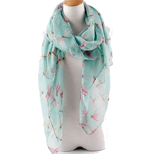 JaneDream 1x Womens Dragonfly Print Voile Scarf Fresh Style