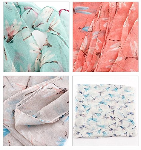 JaneDream 1x Womens Dragonfly Print Voile Scarf Fresh Style