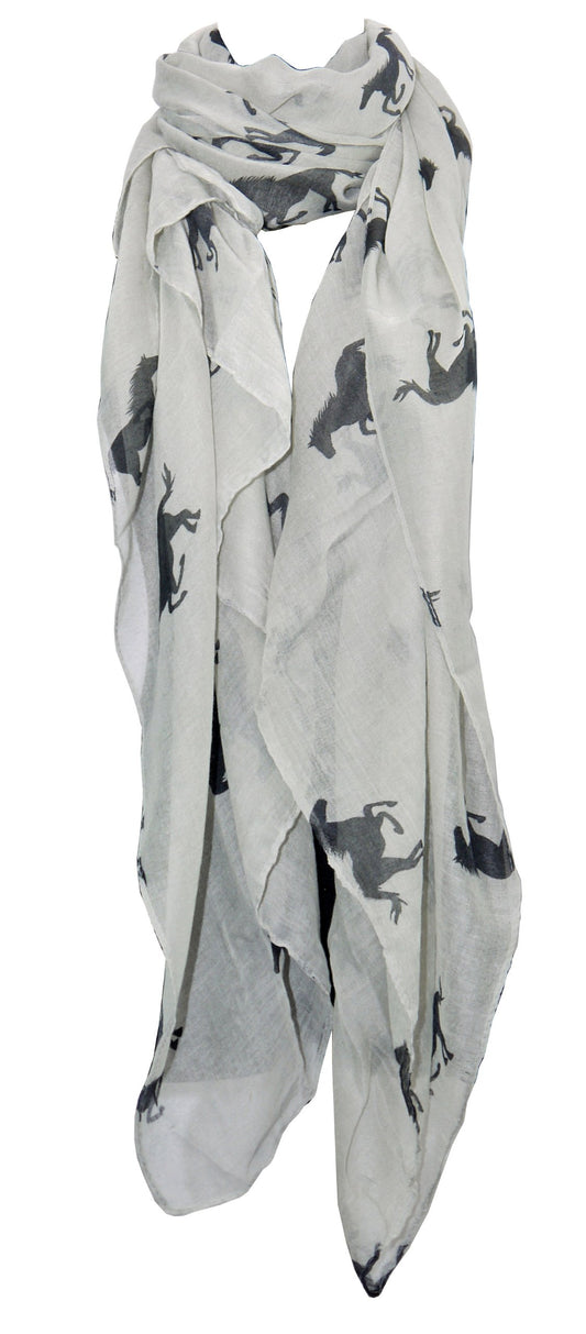 Beautiful Silver Horse Animal Print Style Fashion Scarf Wrap Shawl Maxi Sarong