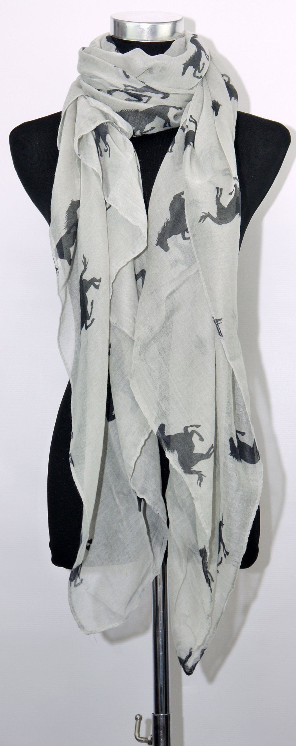 Beautiful Silver Horse Animal Print Style Fashion Scarf Wrap Shawl Maxi Sarong
