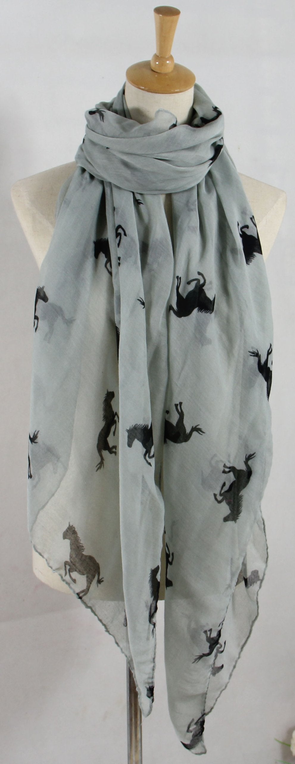 Beautiful Silver Horse Animal Print Style Fashion Scarf Wrap Shawl Maxi Sarong