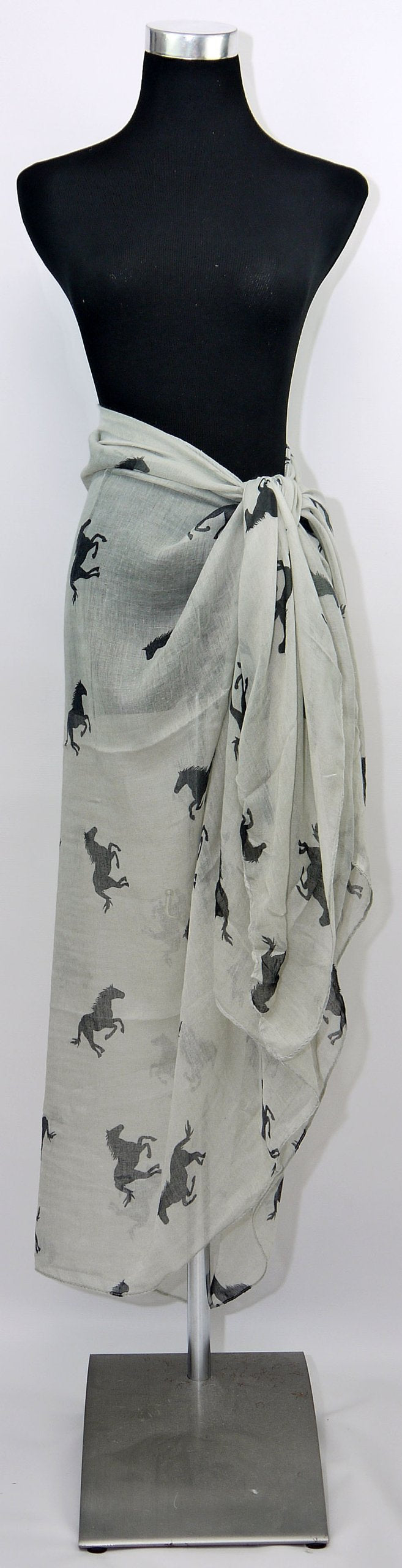 Beautiful Silver Horse Animal Print Style Fashion Scarf Wrap Shawl Maxi Sarong