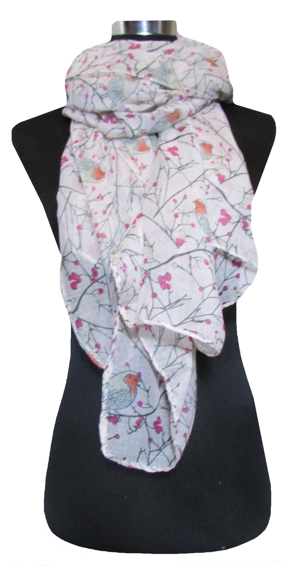 Light Pink Robin Print Lightweight Scarf