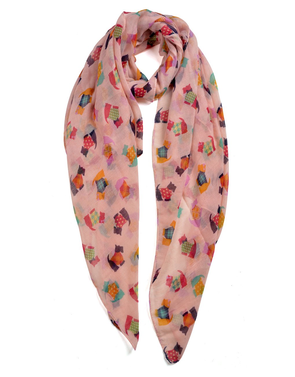 New Ladies cute festive scotty dog scarf scottie westie west highland terrrier wrap hijab shawl (PINK)