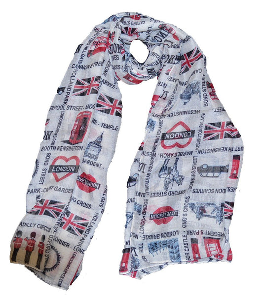 London uk Streets Union Jack Large Maxi Scarf Cream Love London