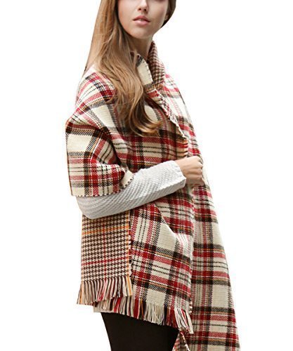 Women's REVERSIBLE THICK CASHMERE Scarves Tartan Check Plaid Scottish Shawl Wrap Stole winter warm neck scarf pashmina