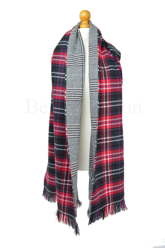 Red Tartan Two Sided Blanket Wrap/Shawl/Scarf Oversized Thick Winter Warm Christmas